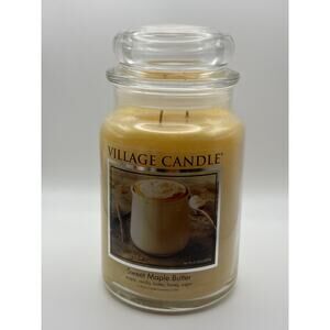 Village Candle "Sweet Maple Butter" Scented Large Glass Jar Candle.